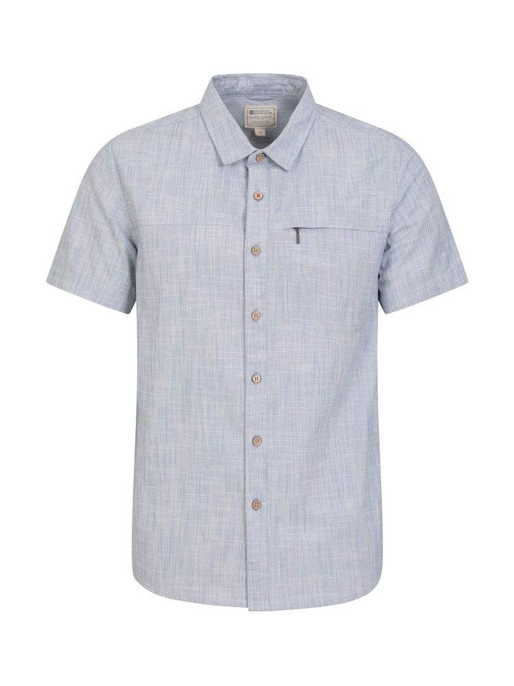 Mountain Warehouse Blue Camo Mens Coconut Slub Texture Short Sleeve 100% Cotton Shirt - Image 2 of 5