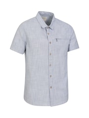 Mountain Warehouse Blue Camo Mens Coconut Slub Texture Short Sleeve 100% Cotton Shirt - Image 3 of 5