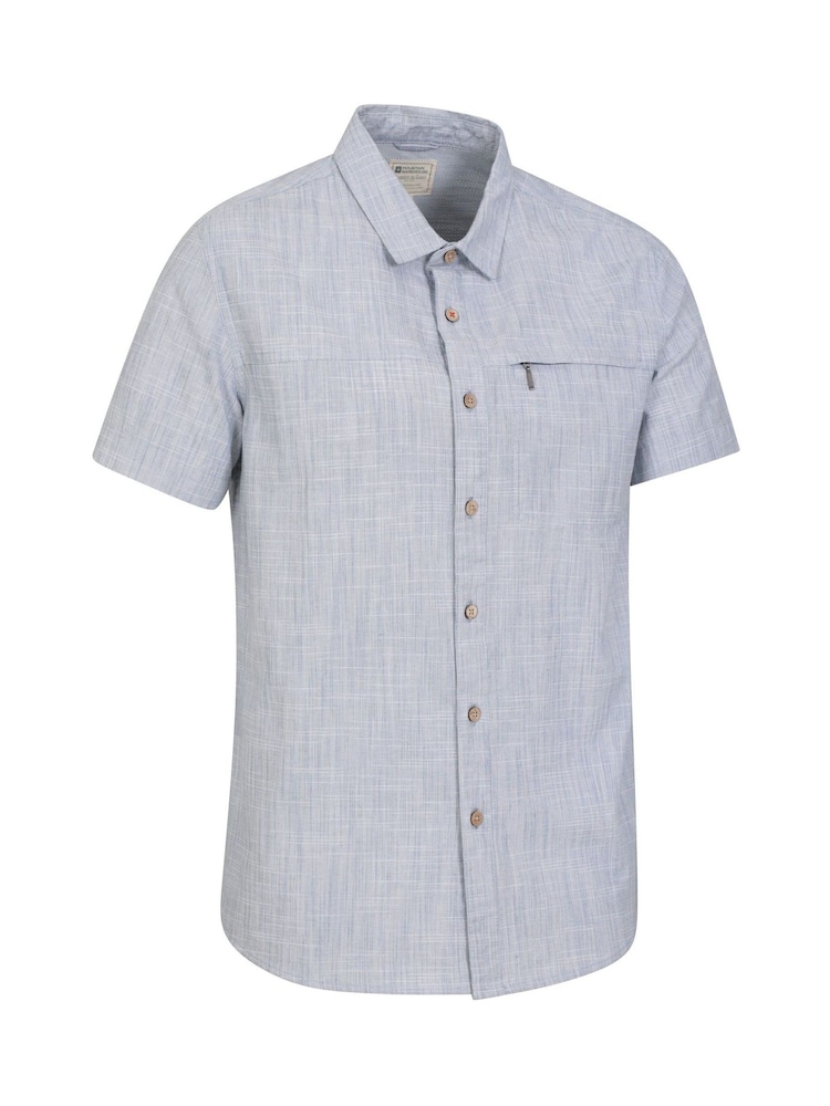 Mountain Warehouse Blue Camo Mens Coconut Slub Texture Short Sleeve 100% Cotton Shirt - Image 3 of 5
