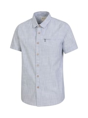 Mountain Warehouse Blue Camo Mens Coconut Slub Texture Short Sleeve 100% Cotton Shirt - Image 5 of 5