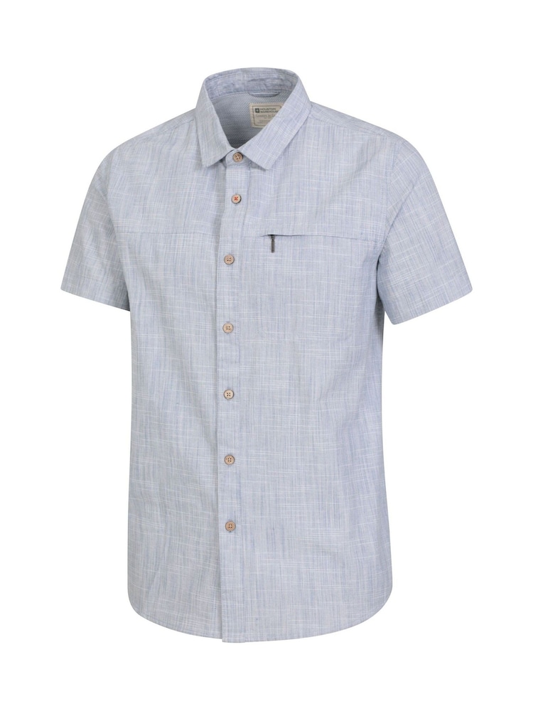 Mountain Warehouse Blue Camo Mens Coconut Slub Texture Short Sleeve 100% Cotton Shirt - Image 5 of 5
