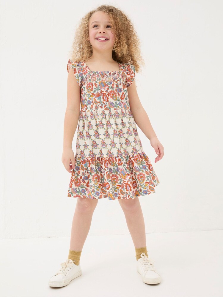 FatFace Milly White Floral Print Dress - Image 1 of 4