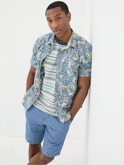 FatFace Blue Vintage Tropical Print Shirt - Image 1 of 5