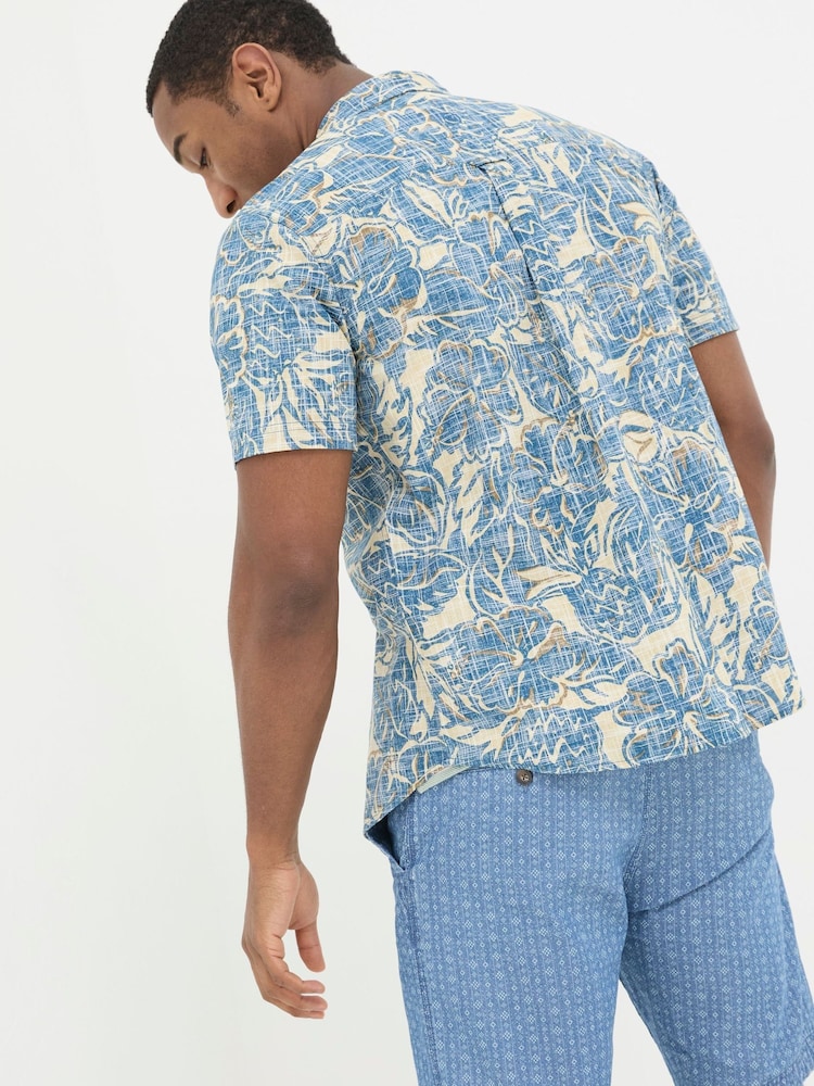 FatFace Blue Vintage Tropical Print Shirt - Image 2 of 5 FatFace Blue Vintage Tropical Print Shirt - Image 2 of 5