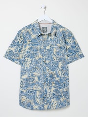 FatFace Blue Vintage Tropical Print Shirt - Image 5 of 5