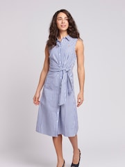 U.S. Polo Assn. Blue Womens Striped Sleeveless Shirt Dress - Image 3 of 8