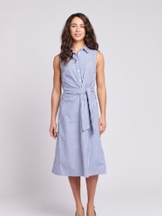 U.S. Polo Assn. Blue Womens Striped Sleeveless Shirt Dress - Image 5 of 8