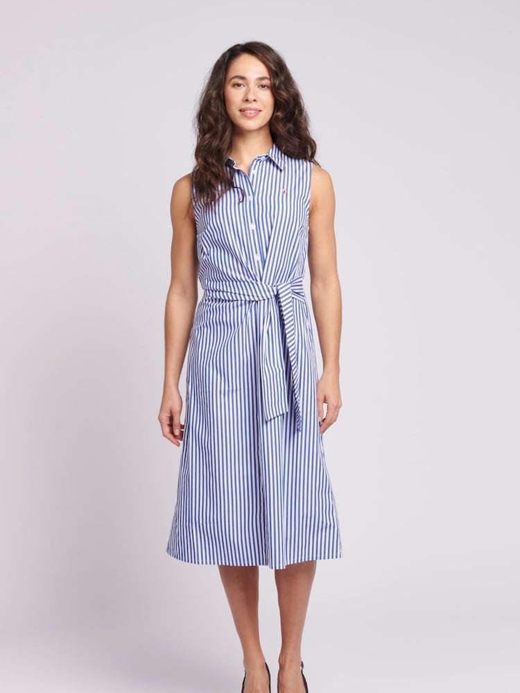 U.S. Polo Assn. Blue Womens Striped Sleeveless Shirt Dress - Image 5 of 8