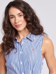 U.S. Polo Assn. Blue Womens Striped Sleeveless Shirt Dress - Image 7 of 8