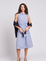 U.S. Polo Assn. Blue Womens Striped Sleeveless Shirt Dress - Image 8 of 8