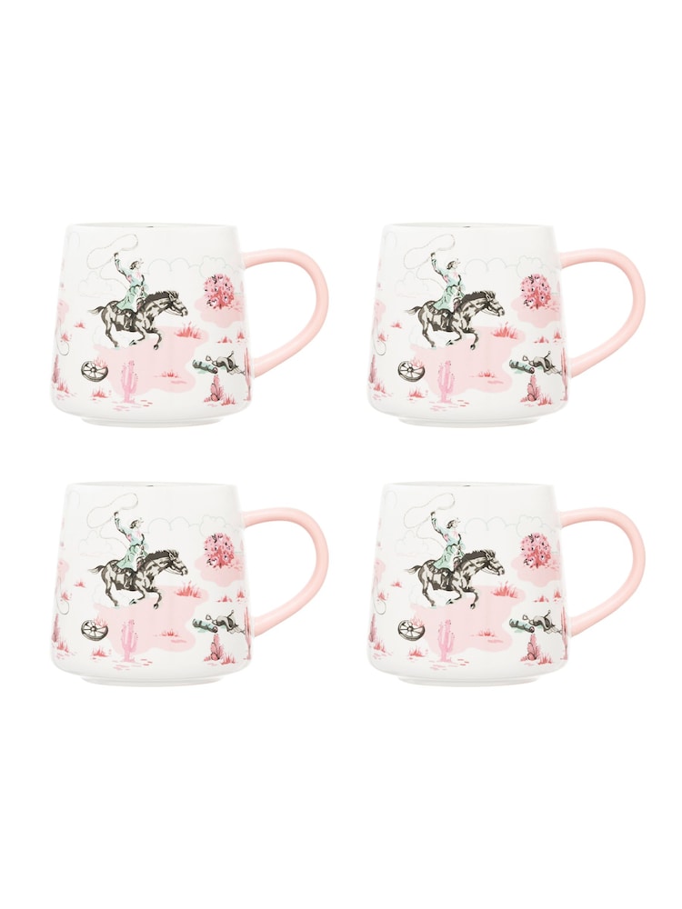 Cath Kidston Set of 4 Cream Cowgirl Rodeo Billie Mugs - Image 2 of 4