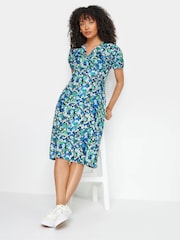 M&Co Blue Ditsy Floral Print Midi Wrap Dress - Image 2 of 5