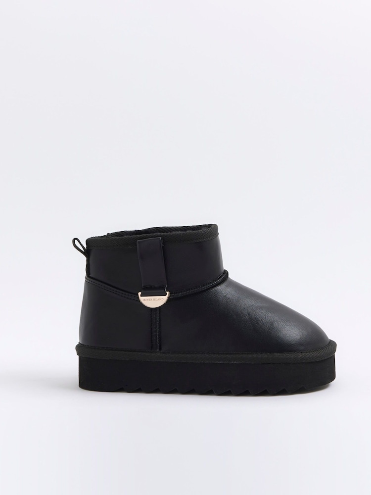 River Island Black Girls Faux Fur Lined Boots - Image 1 of 4