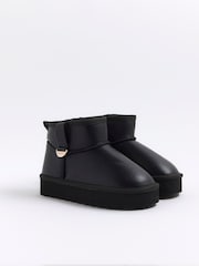 River Island Black Girls Faux Fur Lined Boots - Image 2 of 4