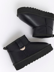 River Island Black Girls Faux Fur Lined Boots - Image 4 of 4