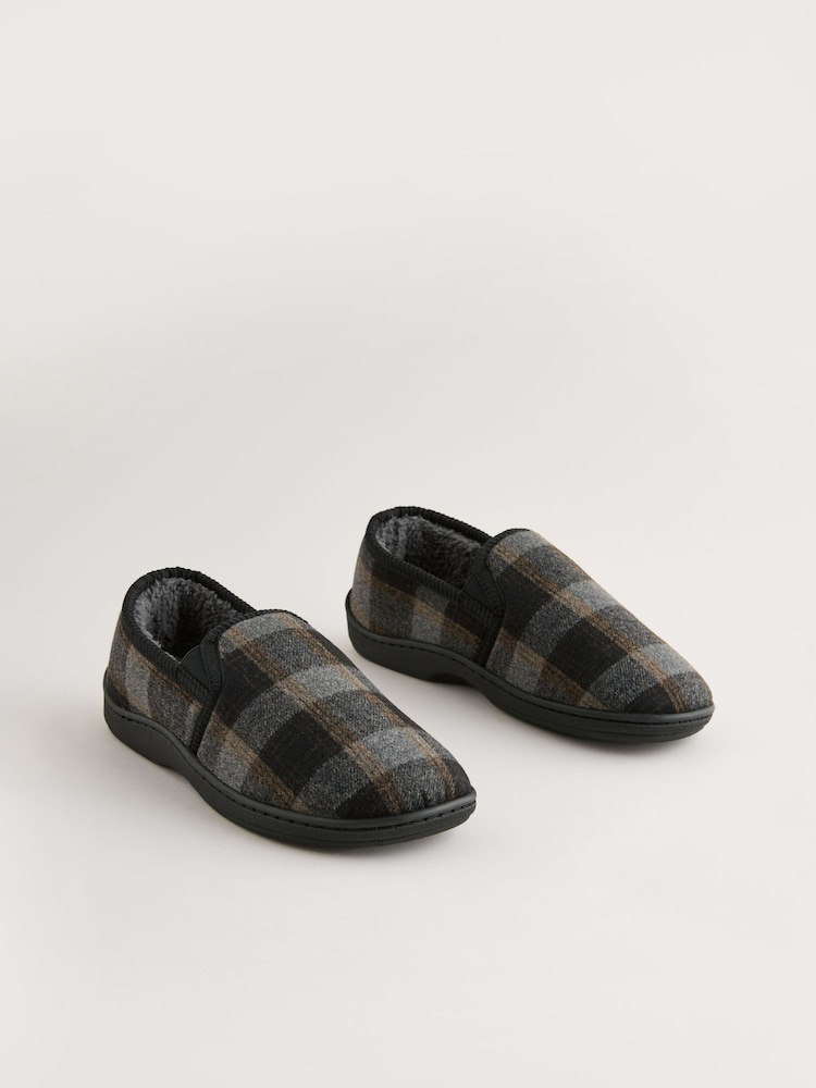 Grey Checked Slippers - Image 1 of 5