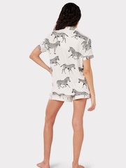 Chelsea Peers White Maternity Organic Cotton Zebra Print Short Pyjama Set - Image 5 of 5