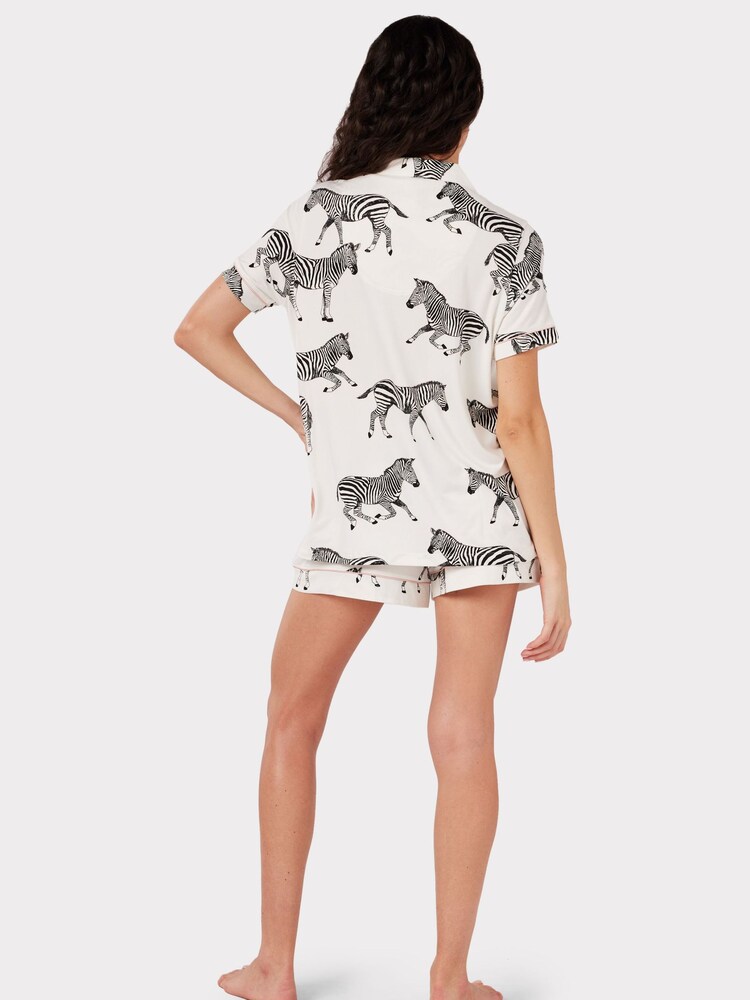 Chelsea Peers White Maternity Organic Cotton Zebra Print Short Pyjama Set - Image 5 of 5