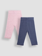 JoJo Maman Bébé Pink 2-Pack Rib Leggings - Image 1 of 7