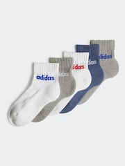 adidas Blue/Grey Kids Linear Ankle Socks 5 Pairs - Image 1 of 3