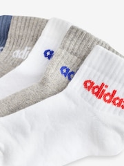 adidas Blue/Grey Kids Linear Ankle Socks 5 Pairs - Image 3 of 3