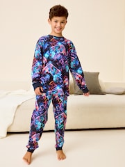 Purple/Teal Gamer Console Single 100% Cotton Pyjamas (3-16yrs) - Image 1 of 9