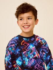 Purple/Teal Gamer Console Single 100% Cotton Pyjamas (3-16yrs) - Image 3 of 9