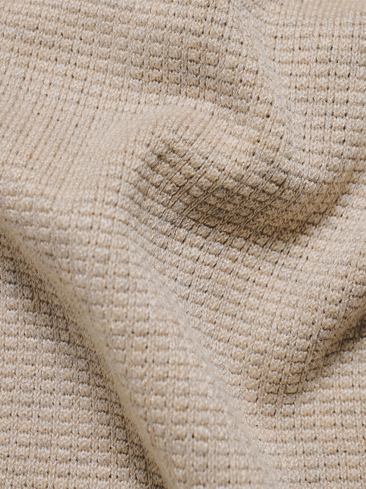 Tailored Athlete Natural Muscle Fit Square Textured Knitted Open Collar Polo Shirt - Image 7 of 7 Tailored Athlete Natural Muscle Fit Square Textured Knitted Open Collar Polo Shirt - Image 7 of 7