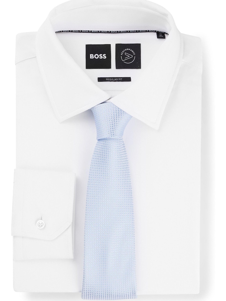 Albastru - Cravată în amestec de mătase cu model Jacquard Boss - Imaginea 5 din 5