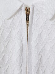 Reiss White Rizzo Half-Zip Knitted Polo Shirt - Image 2 of 3
