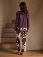 B By Ted Baker Purple Cardigan Cosy Floral Pyjamas Set - Image 3 of 11