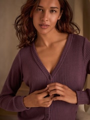 B By Ted Baker Purple Cardigan Cosy Floral Pyjamas Set - Image 4 of 11