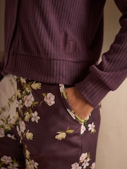 B By Ted Baker Purple Cardigan Cosy Floral Pyjamas Set - Image 5 of 11