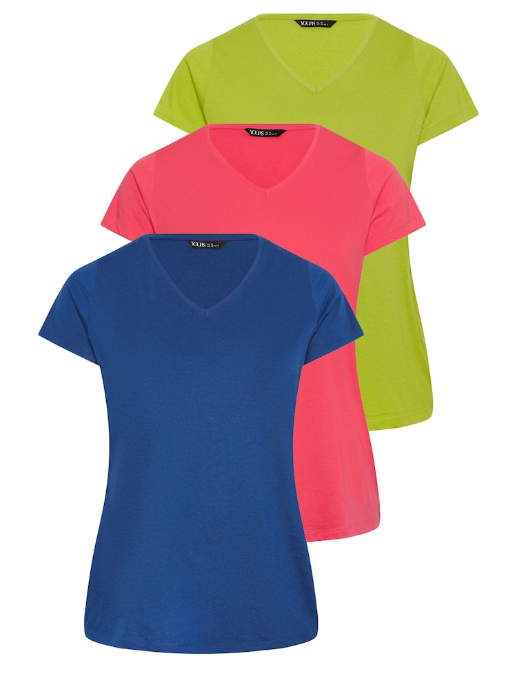 Yours Curve Pink T-Shirts 3 Pack - Image 7 of 7