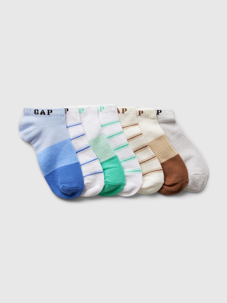 Gap White Kids 7 Pack Logo No-Show Socks - Image 1 of 1 Gap White Kids 7 Pack Logo No-Show Socks - Image 1 of 1