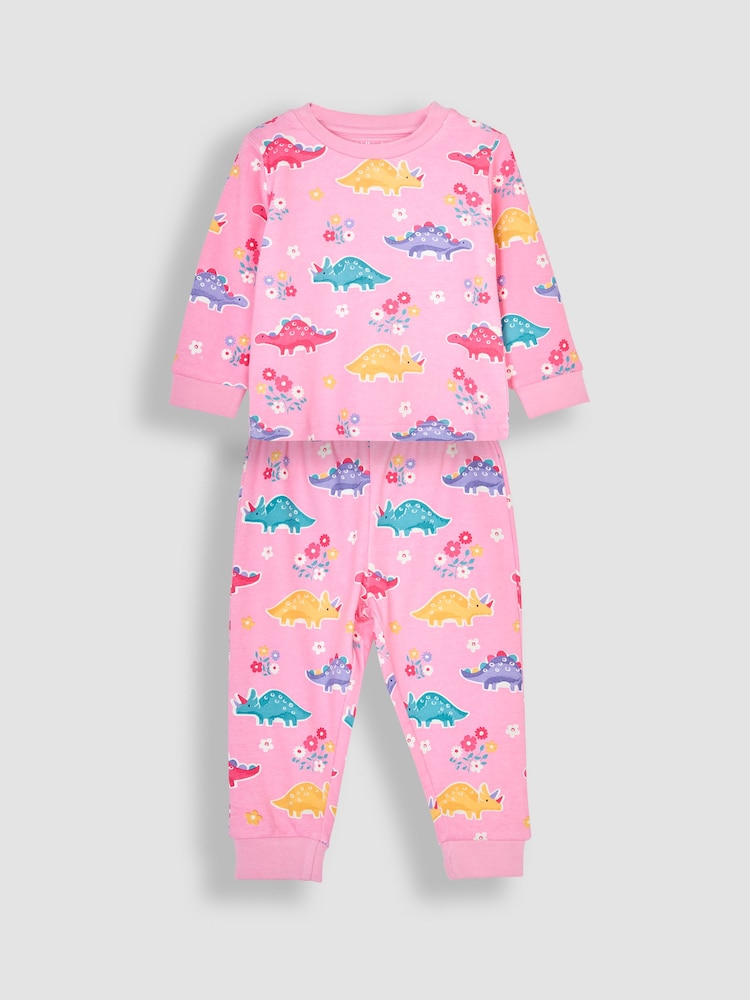 JoJo Maman Bébé Pink Dinosaur Glow In the Dark Pyjamas - Image 1 of 3