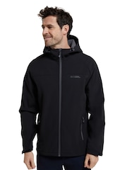 Mountain Warehouse Black Exodus Mens Showerproof Softshell Coat Jacket - Image 1 of 5