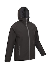 Mountain Warehouse Black Exodus Mens Showerproof Softshell Coat Jacket - Image 3 of 5