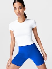 Sweaty Betty White Athlete Crop Seamless Workout T-Shirt - Image 1 of 5