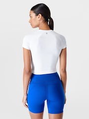 Sweaty Betty White Athlete Crop Seamless Workout T-Shirt - Image 2 of 5