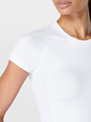 Sweaty Betty White Athlete Crop Seamless Workout T-Shirt - Image 4 of 5