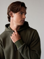 Khaki Green Textured Overhead Hoodie - Image 1 of 7