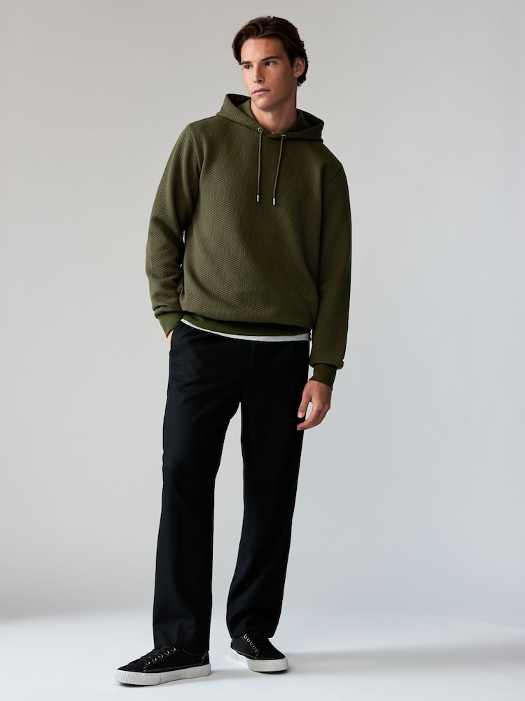 Khaki Green Textured Overhead Hoodie - Image 2 of 7