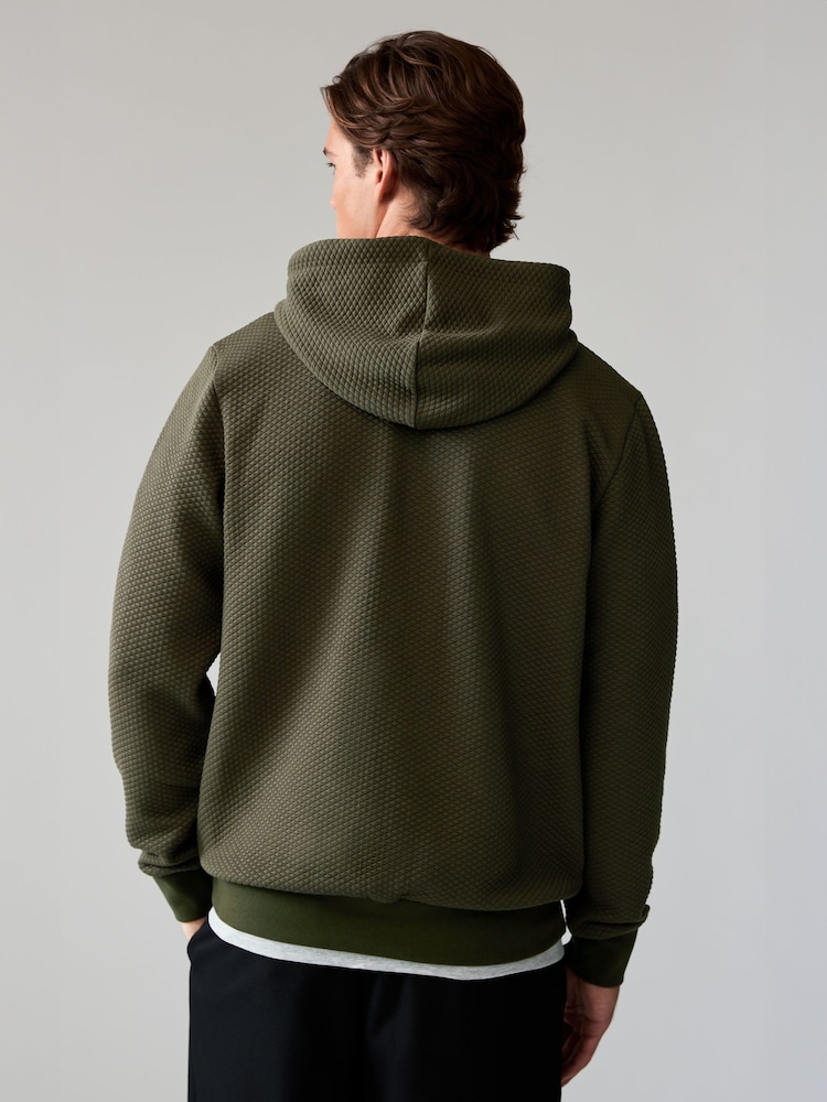 Khaki Green Textured Overhead Hoodie - Image 4 of 7