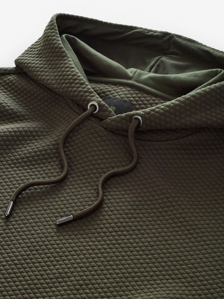 Khaki Green Textured Overhead Hoodie - Image 6 of 7