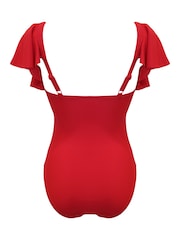 Pour Moi Red Andalucia Frill Control Swimsuit - Image 4 of 4