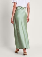 Monsoon Green Sofia Satin Maxi Skirt - Image 2 of 5