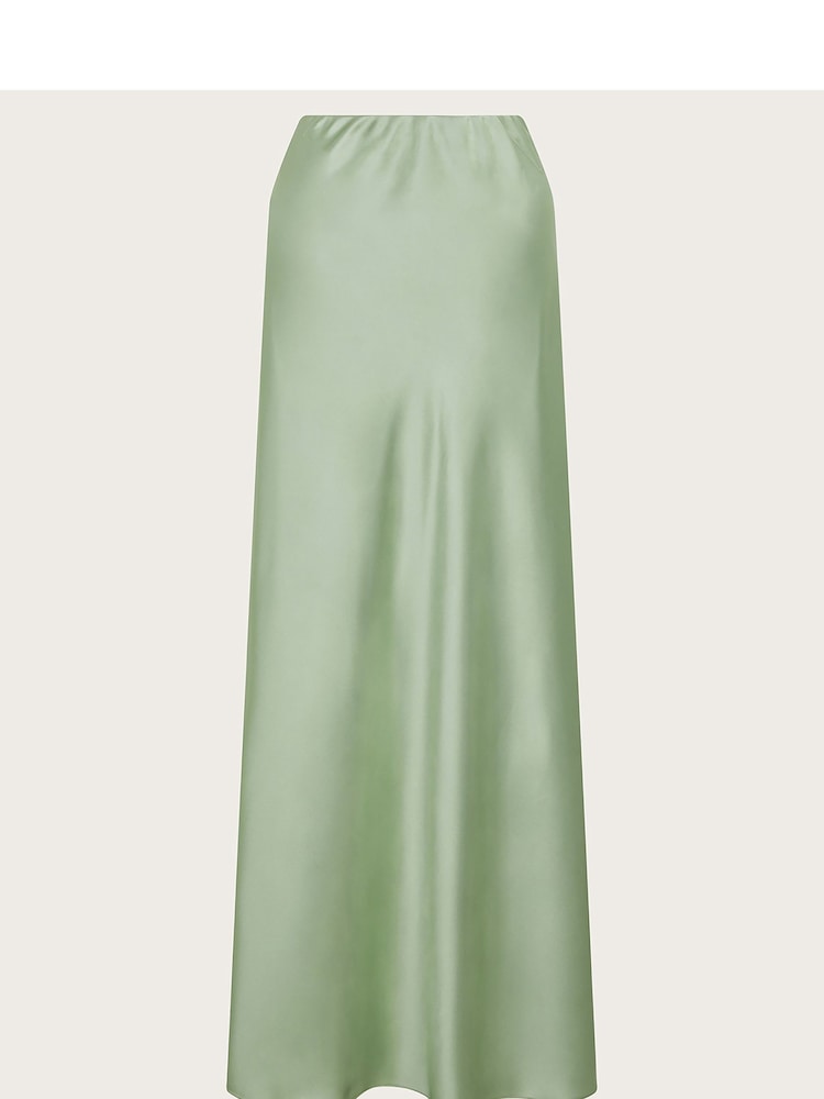 Monsoon Green Sofia Satin Maxi Skirt - Image 5 of 5