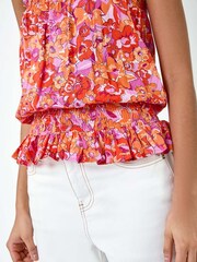 Dusk Orange Floral Print Stretch Bandeau Top - Image 5 of 5