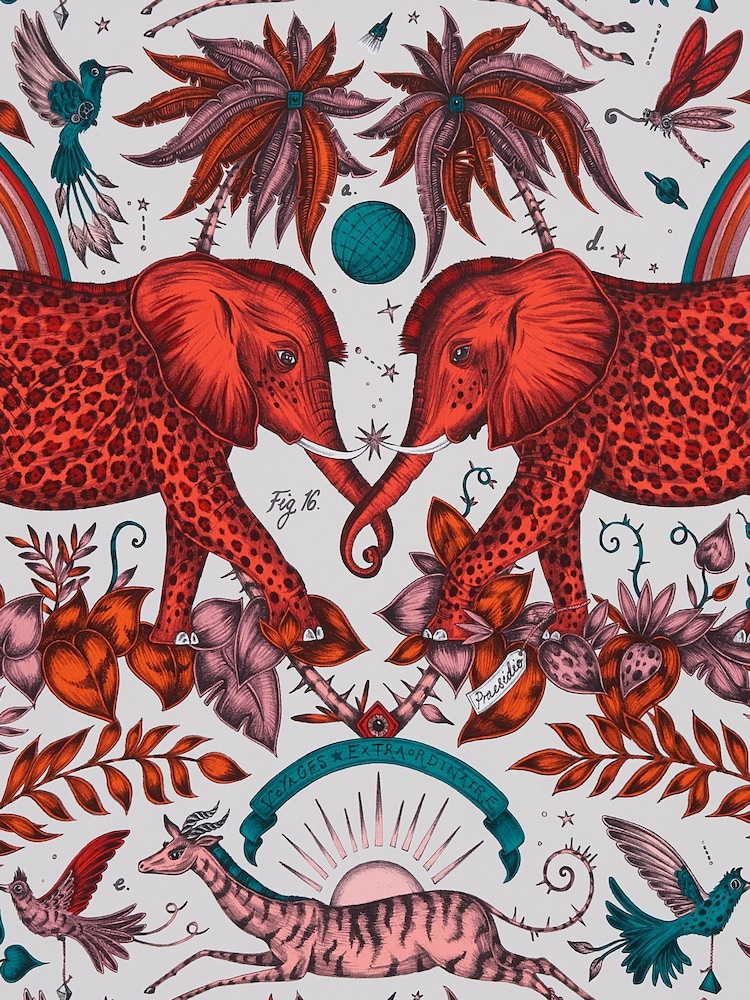 Clarke and Clarke Flame Emma J Shipley Wilderie Zambezi A4 Wallpaper Sample - Image 1 of 1